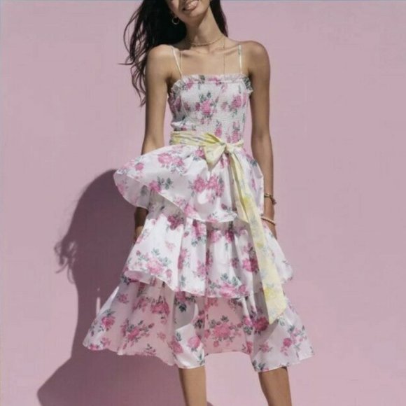 LoveShackFancy Dresses & Skirts - LoveShackFancy x Target Elise Smocked Tiered Dress Floral Midi Smocked Size XS